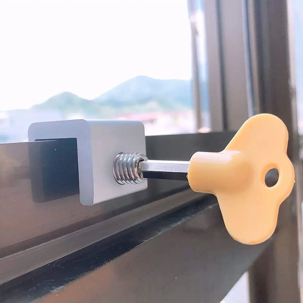 

-FQYL 6 Pieces Adjustable Sliding Window Locks Stops Aluminum Alloy Door Frame Security Lock With Keys