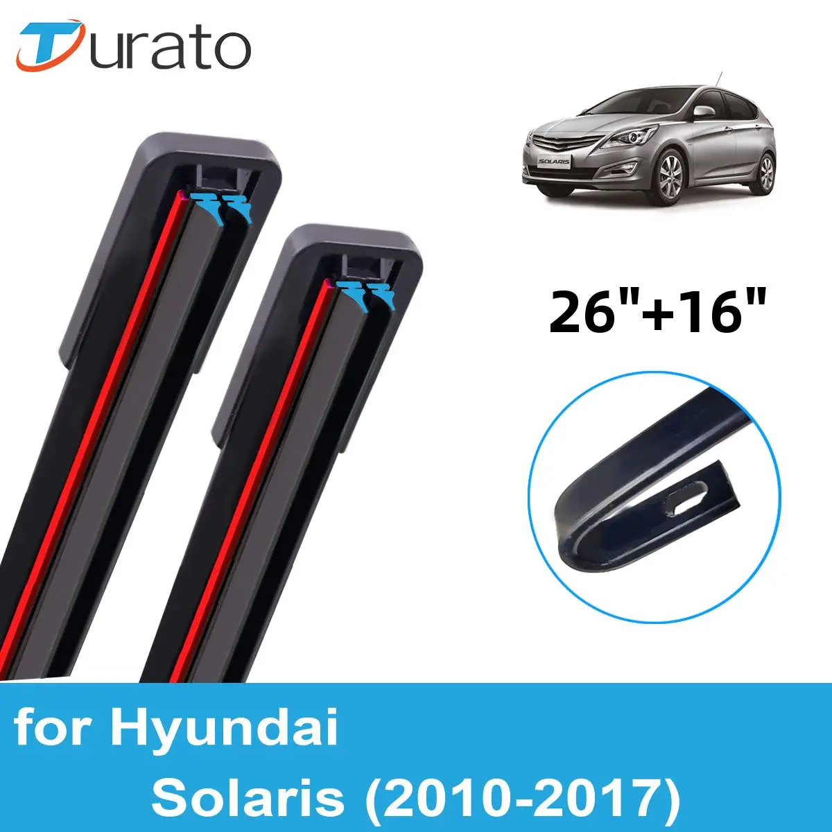 

Щетки стеклоочистителя для 2010-2017 Hyundai Solaris, 2 шт., передние щетки стеклоочистителя, двойные резиновые автомобильные аксессуары 2015, 2016, 2017