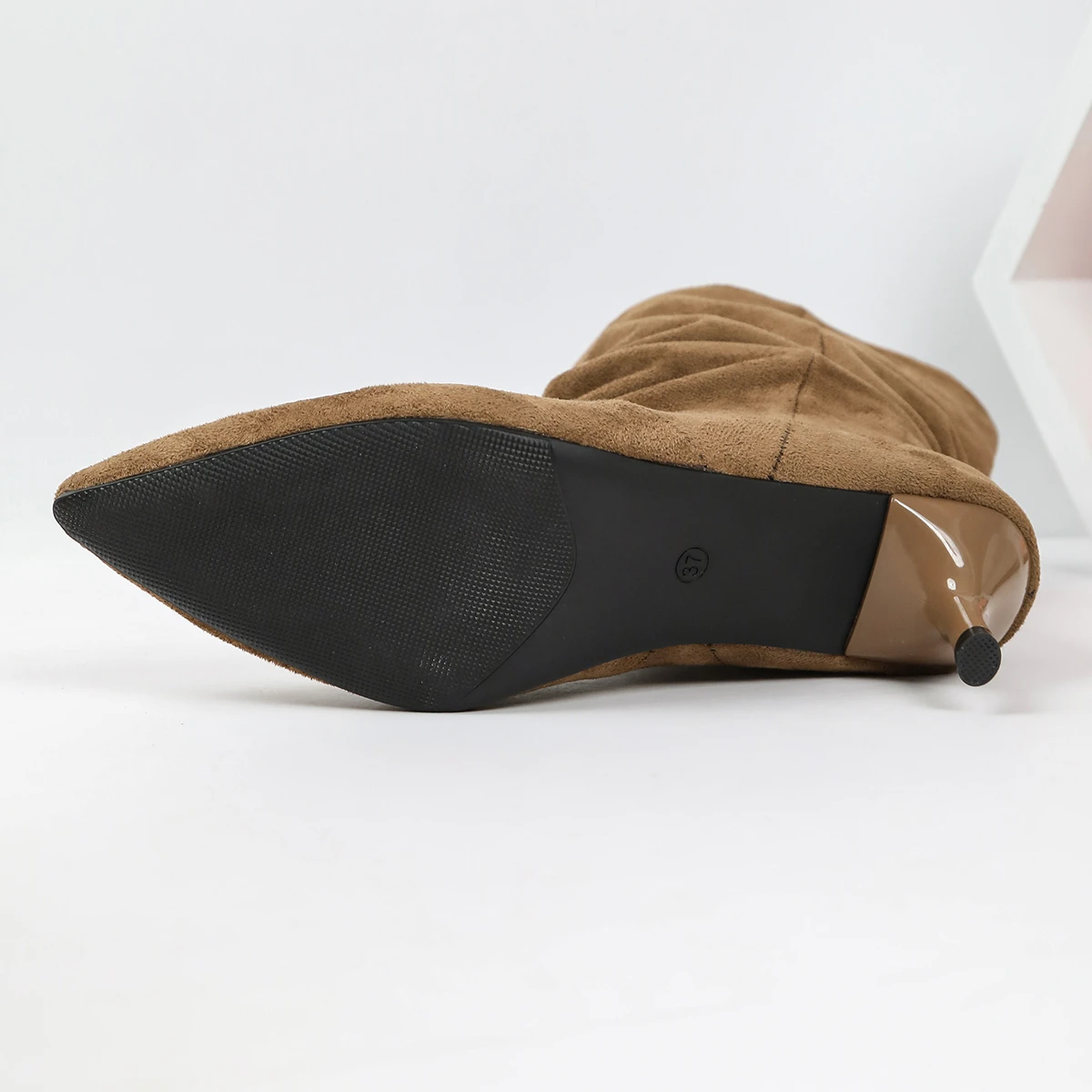 2026 New Retro Style Pointed Thin Heel Elastic Boots for Women, Pleated Pile Boots, Short Boots for Spring and Autumn