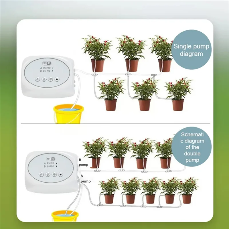 ABHI-Wifi contrôleur d'irrigation de jardin intelligent plante système d'irrigation goutte à goutte automatique Kit contrôle de téléphone portable (10M 15Pots) facile à installer