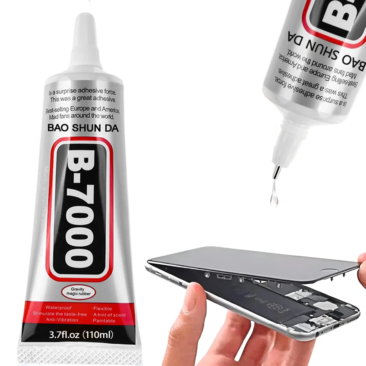 Cola para Telefone B-7000, Ferramentas de Reparo para Tela Eletrônica, Kit de Cola Multifuncional para Reparo de Telefone e Adesivo para Tela Eletrônica