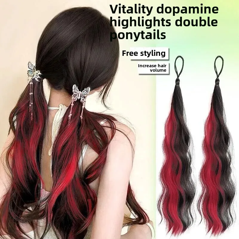 

Женский длинный вьющийся парик из искусственного конского хвоста с автоподзаводом, низкий галстук в стиле бандо, аксессуар для волос из азиатского волокна из материка Китая