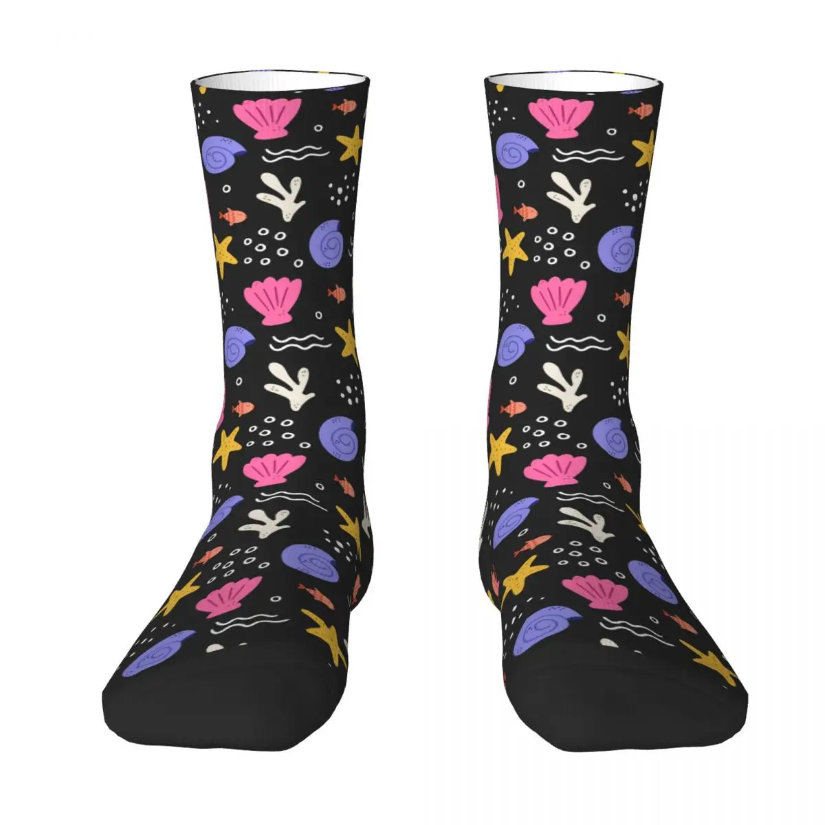 Sea Shells Starfish Cute Socks Kawaii Stockings Men Soft Skateboard Socks Autumn Pattern Anti Skid Socks