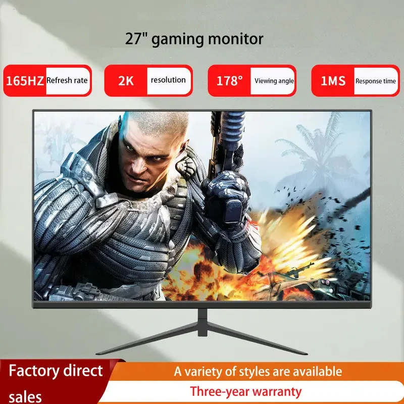 Monitor piatto Prezzo all'ingrosso Schermo di visualizzazione 1k Computer PC 1k 165hz 24 pollici Lcd personalizzato 27 Ips 2560 Due 19 Monitor LCD ultra ampio