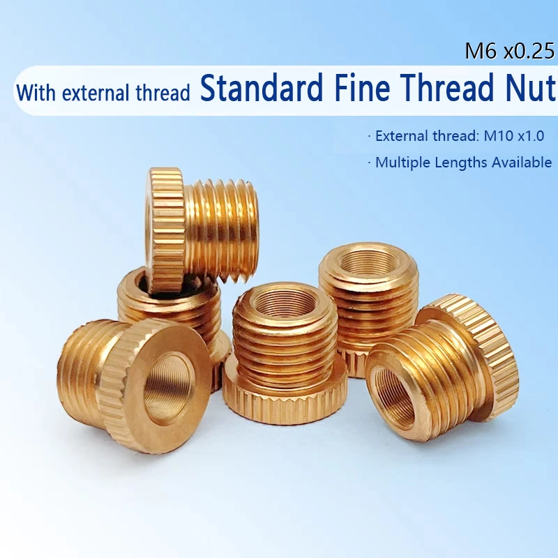 Precision Optical Fine Tooth Nut WithExternal Thread Fixed Thread Bushing Internal Thread M6x0,25 External ThreadM10x1.0