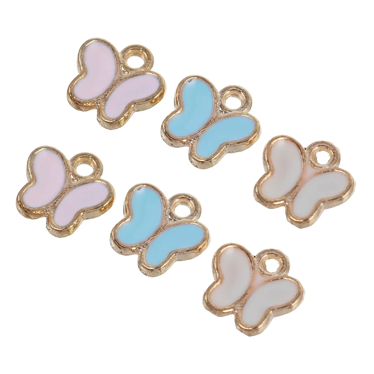 

90 шт. подвесок-бабочек из сплава с эмалью, аксессуары для рукоделия, для изготовления украшений, браслетов, ожерелий, брелоков