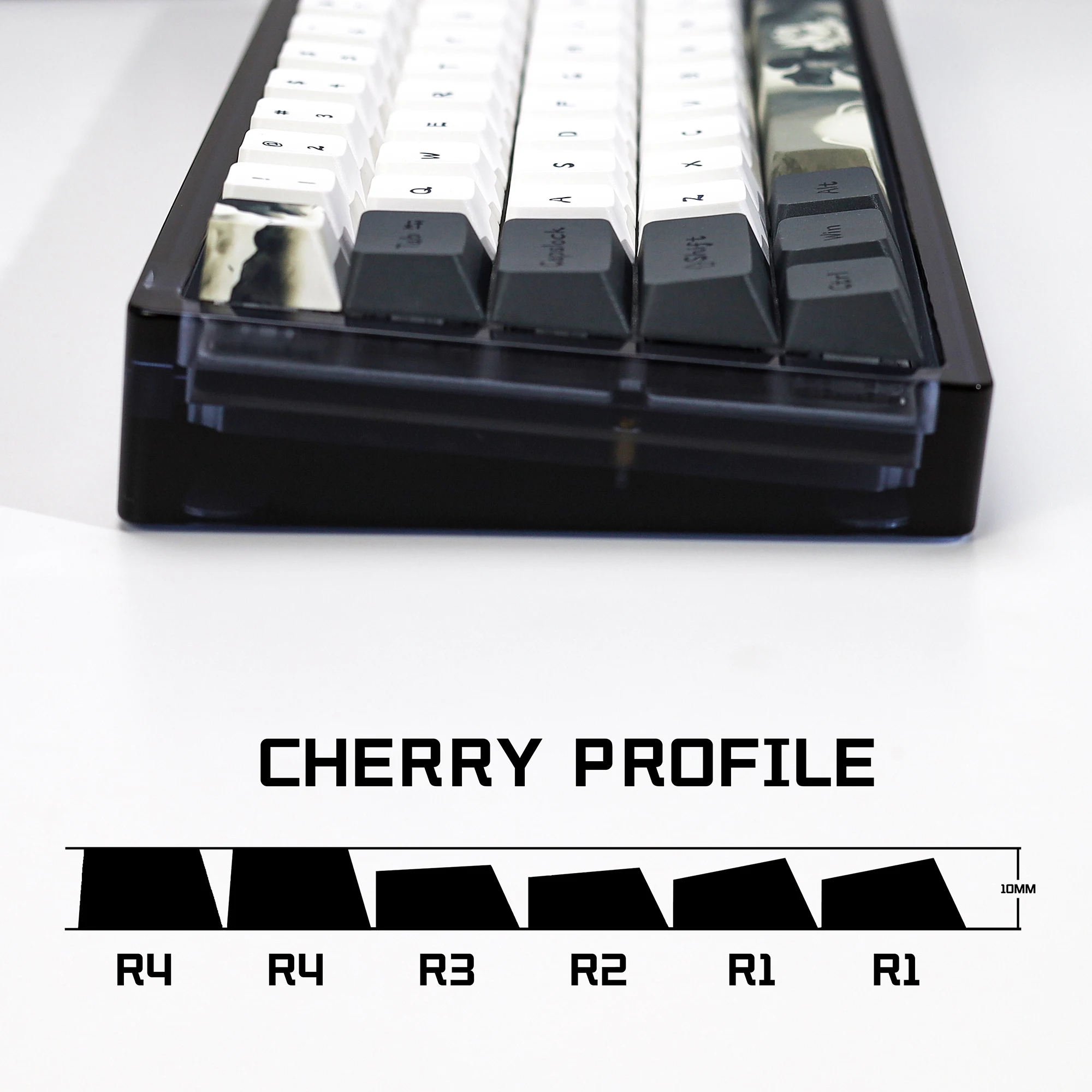 KBDiy Ink Lotus Keycap 142 Keys Cherry Profile Retro Keycaps PBT