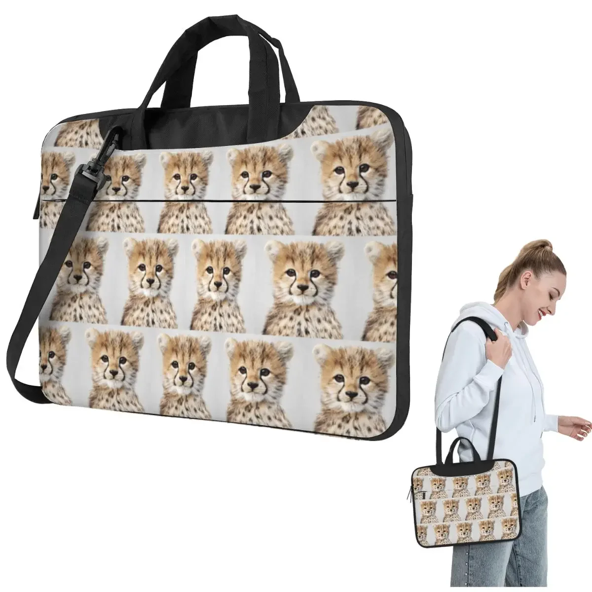 

Baby Cheetah Colorful Crossbody Laptop Bag Case Computer Bag 13 14 15.6 Inch Notebook Pouch for Macbook Pro