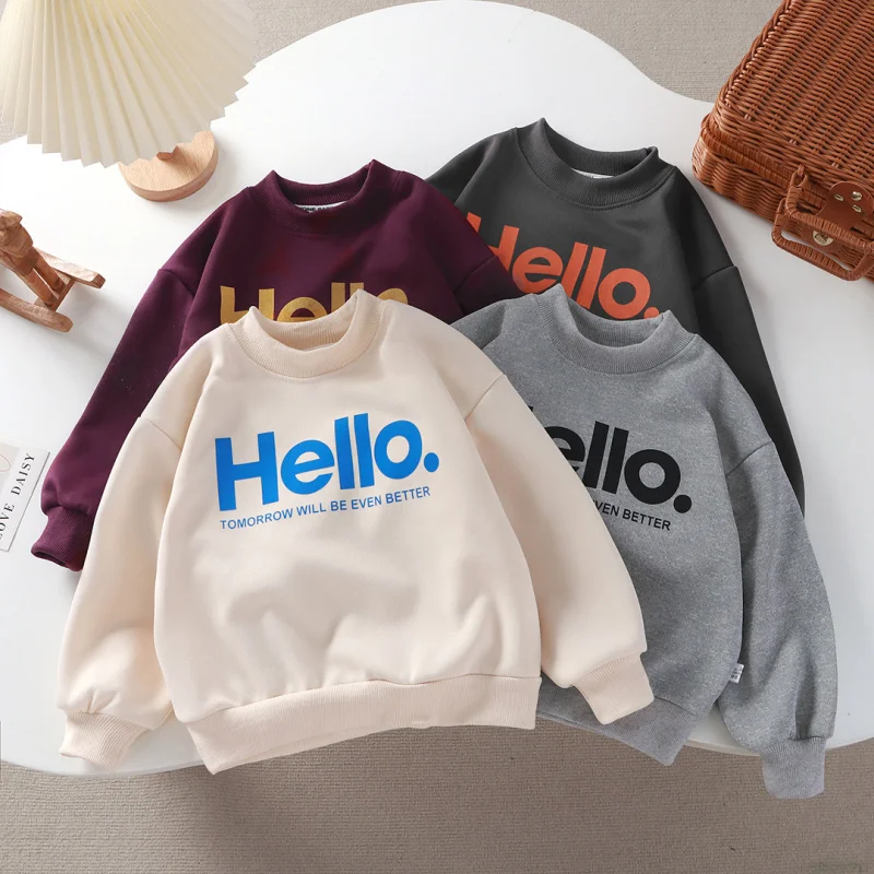 

3-8Year-old Children's Autumn Sweatshirt New Round Neck Korean Version Loose Fit Sports Long Sleeve Top Boys Girls Clothes