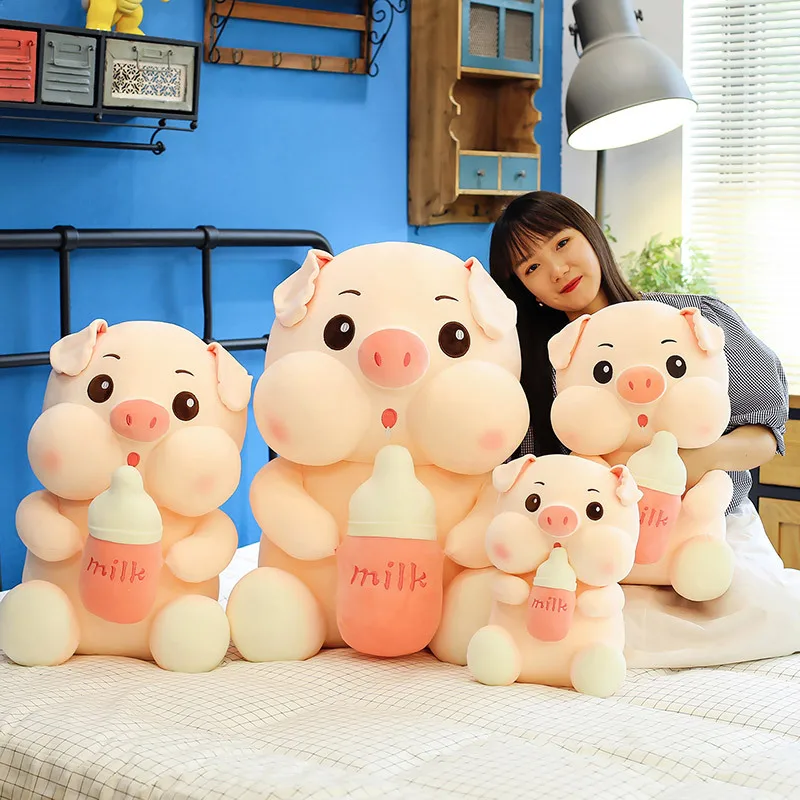 Super Cute Piggy with pacifier Cartoon Anime Plush Stuffed Toys Kawaii Animal Birthday Gift for Girls and Children Home Decor