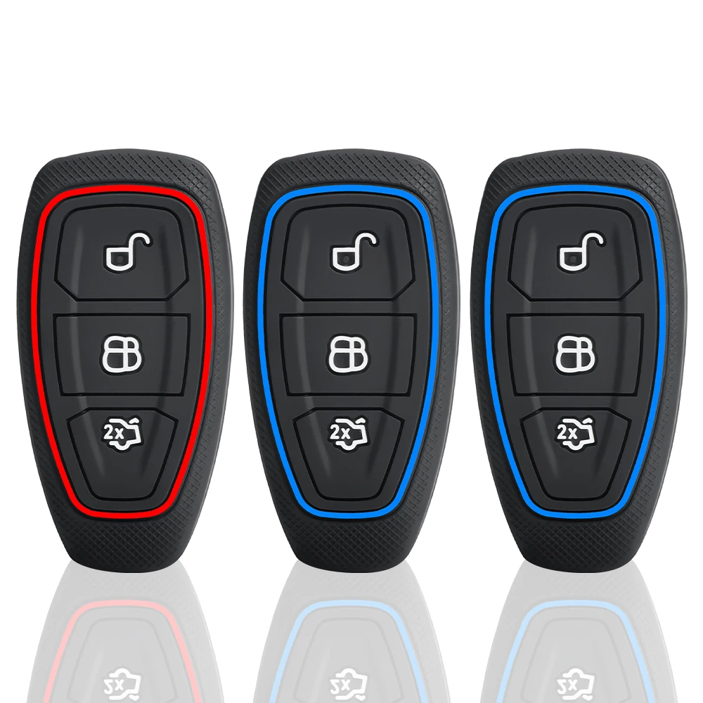 Silicone Remote Car Key Case for Ford ST Line Fiesta Focus Mondeo Ecosport Kuga Edge Escape Metallic Car Key Fob Accessories