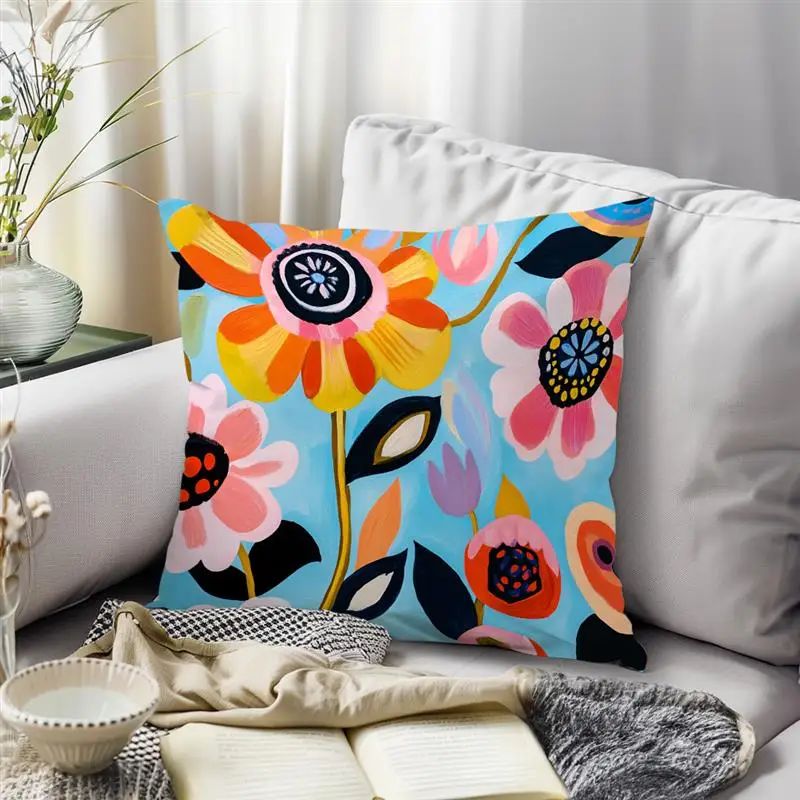 Colorful Flower Cushion Cover Tropical Jungle Decorative Throw Pillowcase Plant Abstract Home Decor Sofa Bed Pillow Covers Cojin