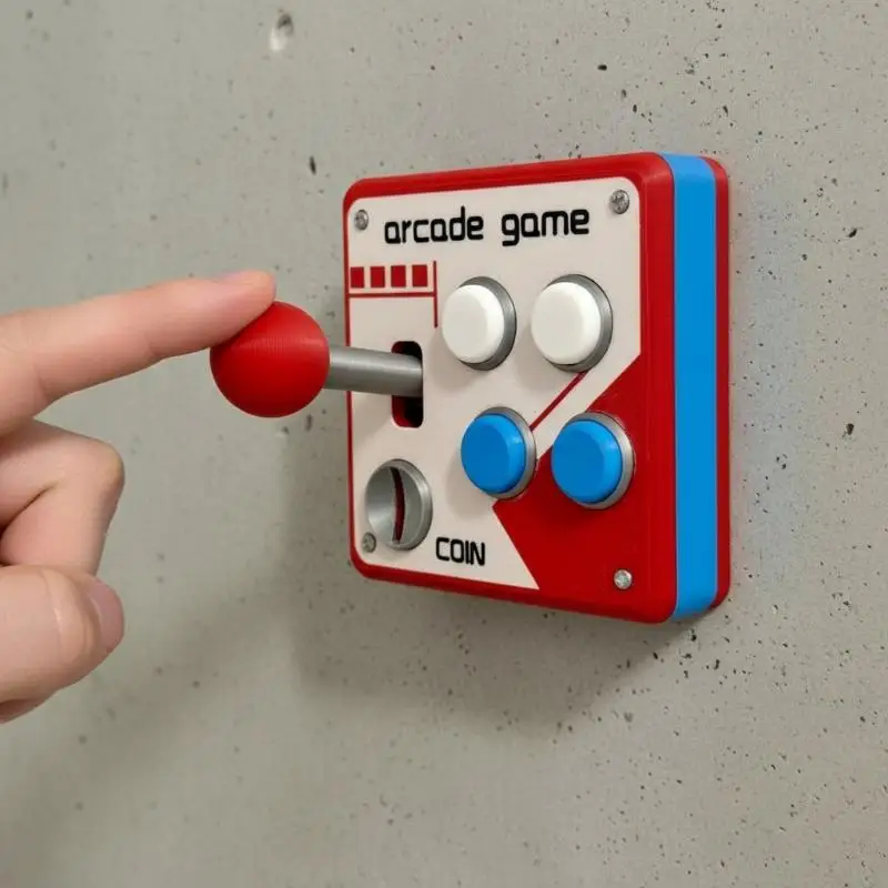Hoyytu Arcade Game Style Light Switch Plate with Buttons, Fits Standard Switches for Gaming Bedroom Home