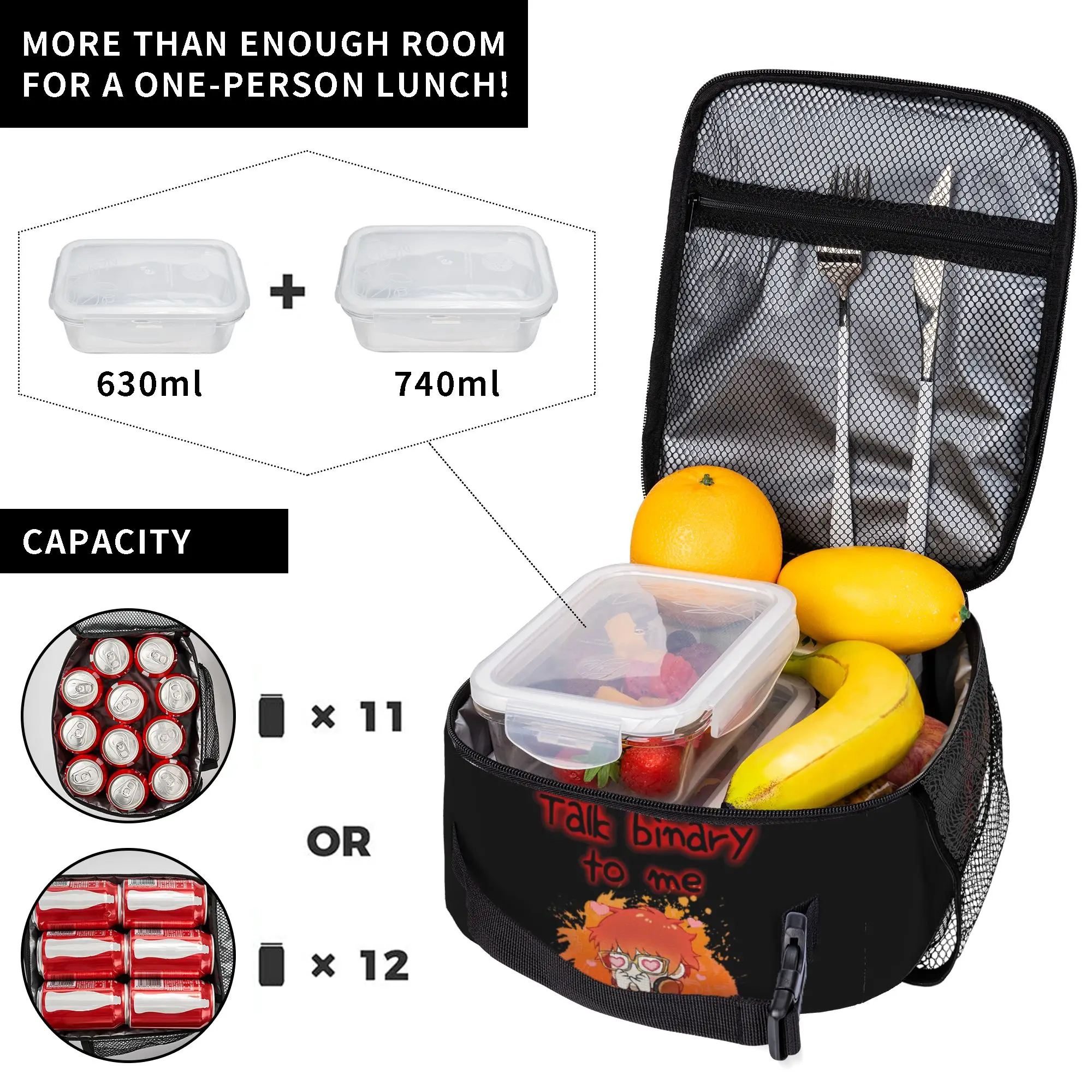 Mystic 707 Talk Binary to Me Messengers Carry Thermal Cooler Bag  Lightweight Insulated Lunch Bags Causal Container Box School