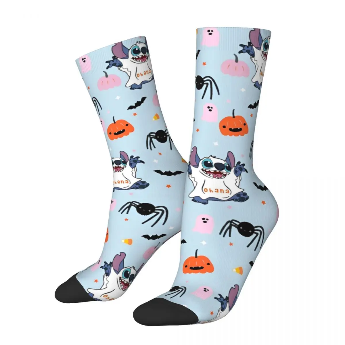 Winter Warm Harajuku Women Men Cute Lilo And Stitch Halloween Socks Non-slip Basketball Socks