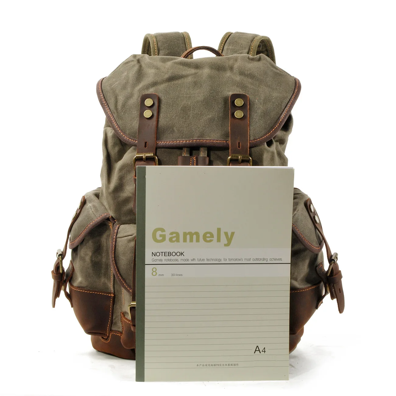 Vintage Canvas Backpack for Men Laptop Daypacks Waterproof Rucksacks Large Waxed Mountaineering Travel Pack  backpack camera bag view 4
