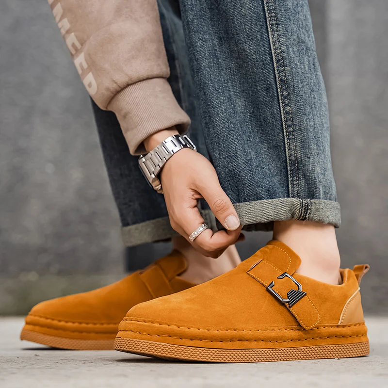 خريف جديد الكاكي أحذية رجالي عادية مريحة المنخفضة قطع الجلد المدبوغ المتسكعون رجل أحذية تزلج جولة رئيس منصة أحذية مصممين للرجل #4