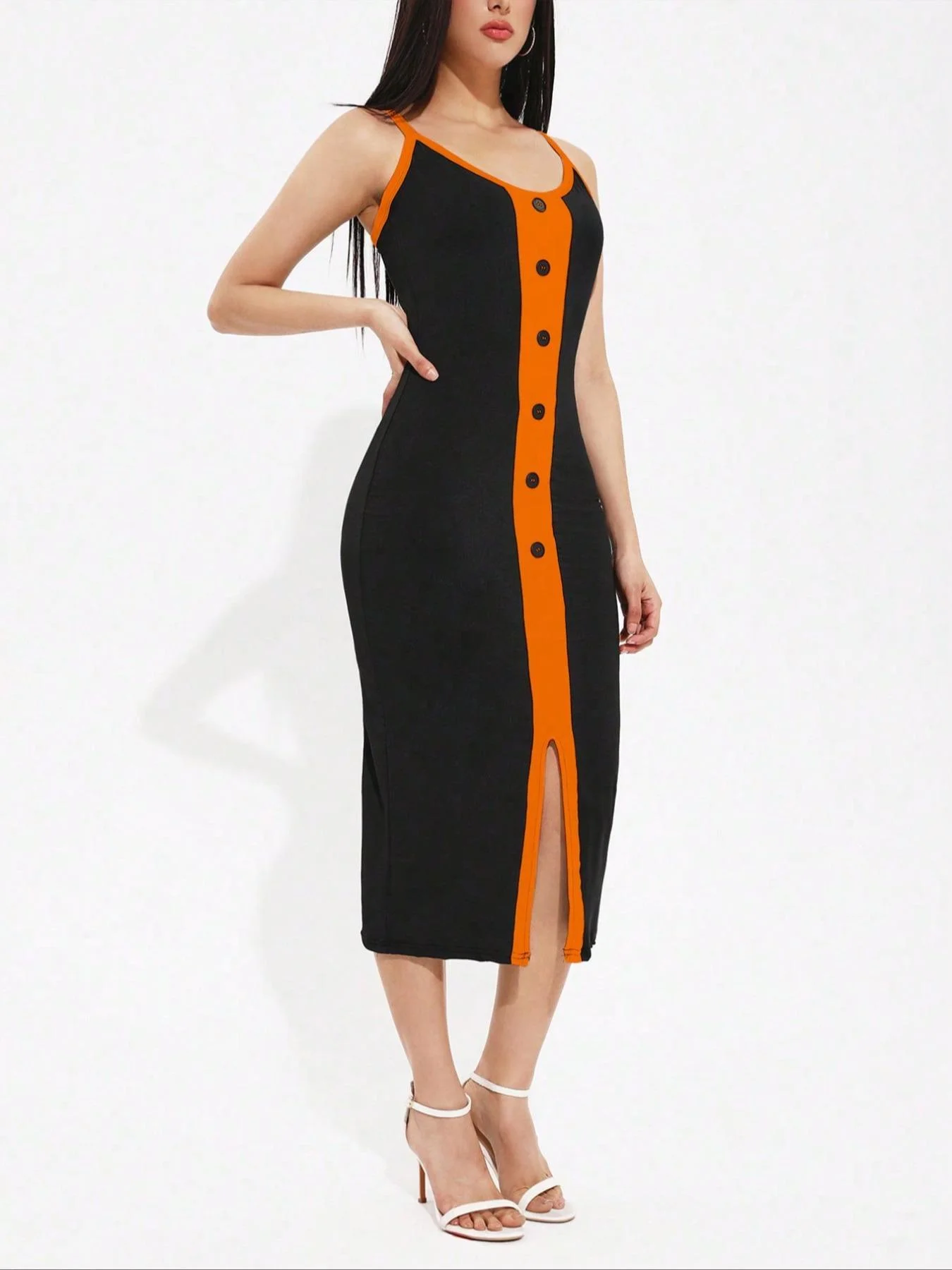 Abito da donna con patchwork color block, abito corto casual senza maniche per l'estate, abbigliamento da donna per l'uso quotidiano