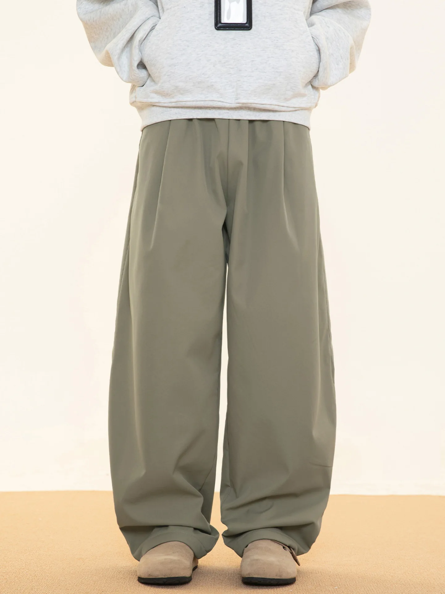 

Men Winter Loose-Fit Flared Cotton Trousers with Fleece Lining Thick, Warm, Relaxed-Fit Slightly Wide-Leg Casual Trousers