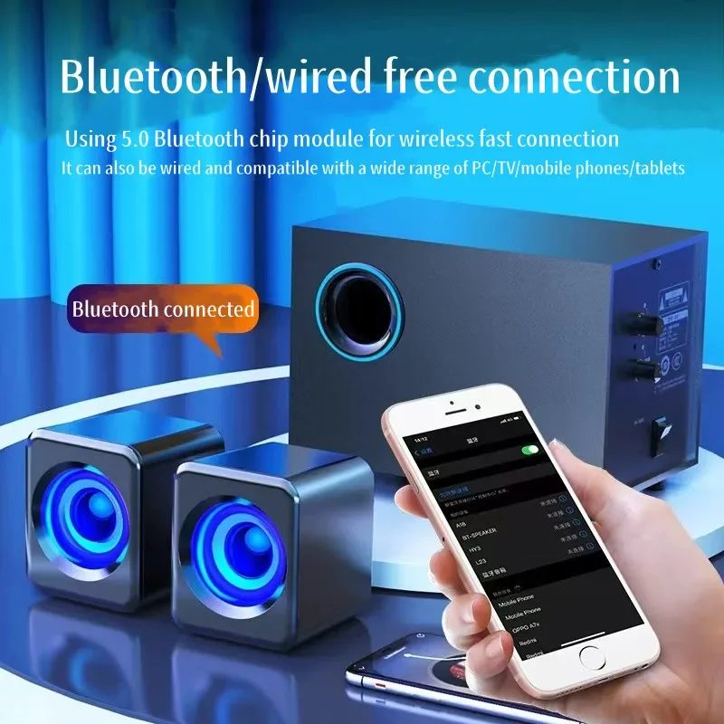 Multi-Apparaat Compatibele Computer Speaker Speaker Hifi Stereo Microfoon Usb Bedrade Caixa De Som Met Led Light Desktop