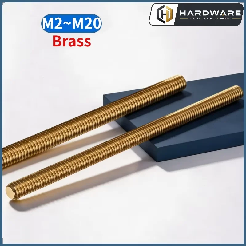 M2 M2.5 M3 M4 M5 M6 M8 M10 M12 M14 M16 M18 M20 Brass Full Threaded Rod Bolt Fully Metric Headless Bolts Thread Stud Rods Screws