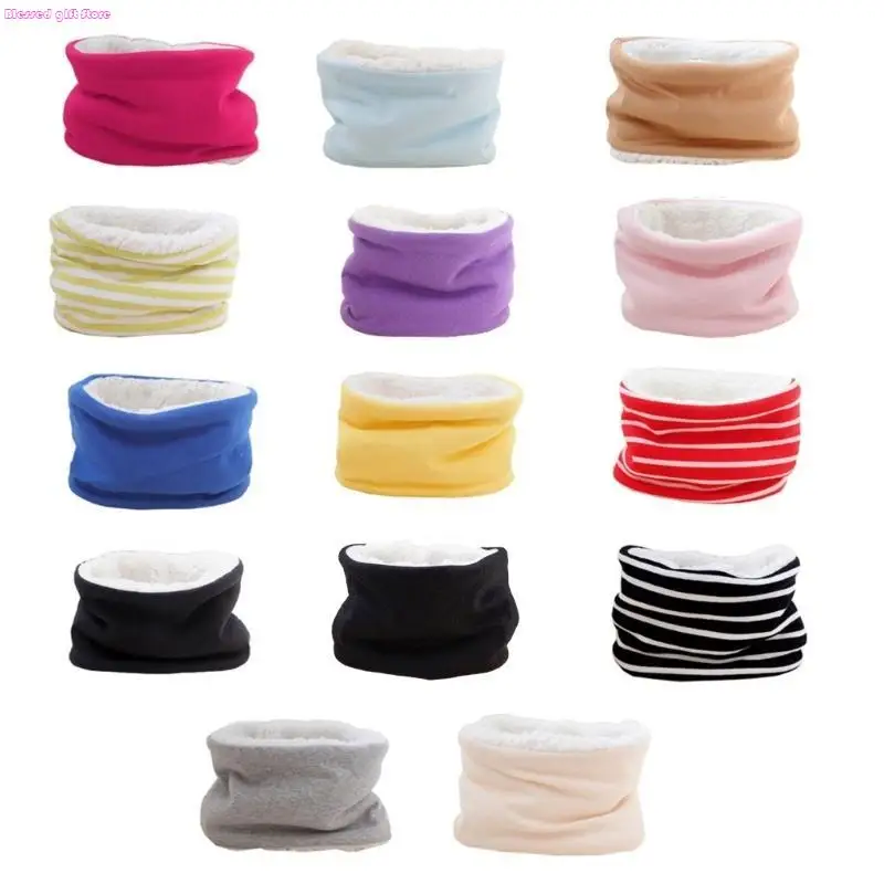 D0JC Autumn Winter Baby Scarf Solid Color Plush Scarves Neckerchief Child Neck Collar