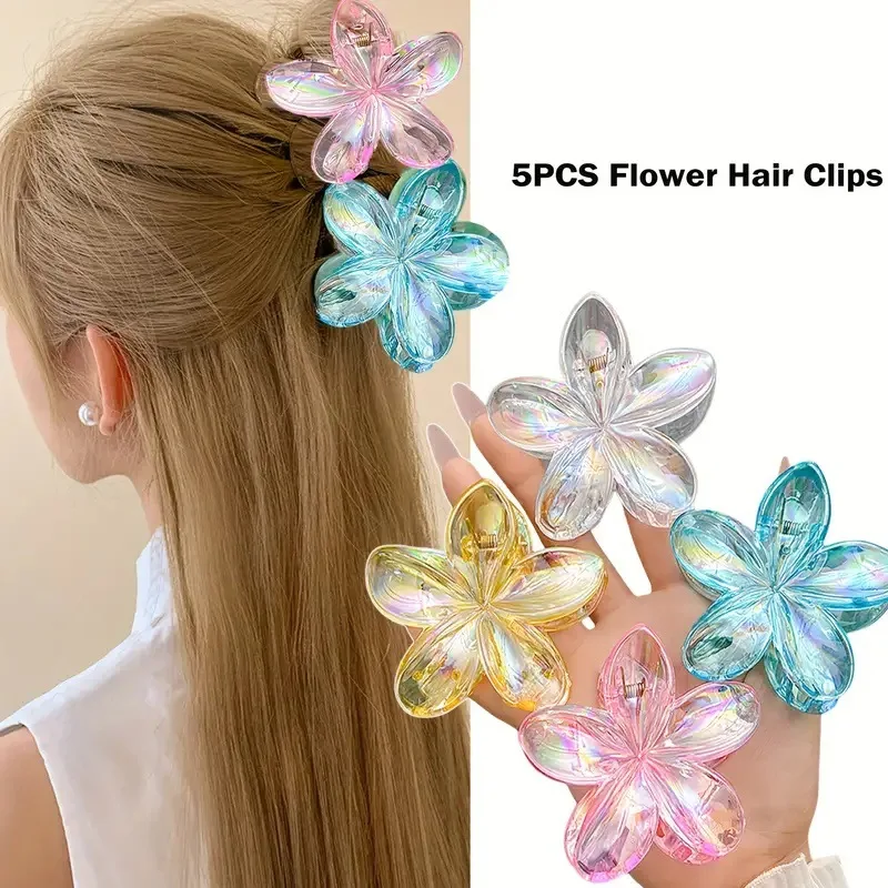 

AB color egg flower grab clip flower lady hairpin back head disc hair shark clip sweet hair accessories girl hair accessoires