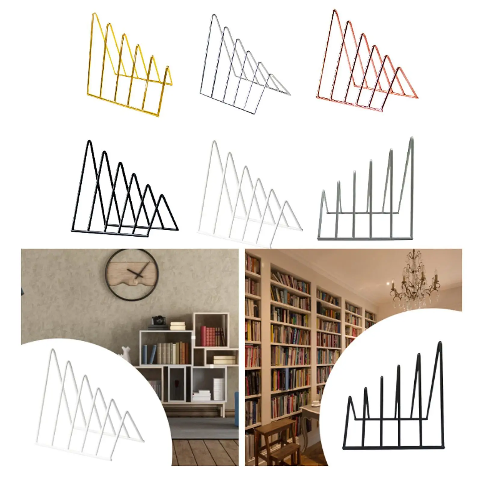 

File Folder Sorter Non Skid Desk Triangle Bookshelf Bookend Organizer for Recipe Vinyl Records Office Magazines Hold Heavy Books