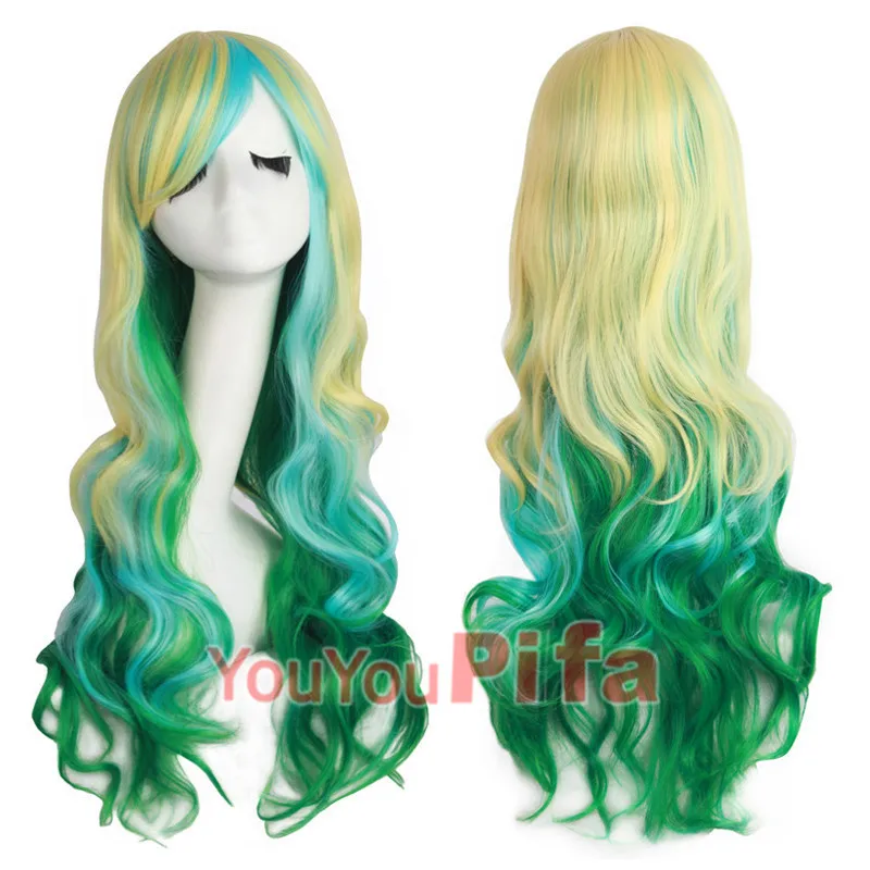 أنيمي المتناثرة شعر مستعار فتاة التدرج اللون لوليتا موجة كبيرة طويل مجعد شعر مستعار sheathlolitaWig #4