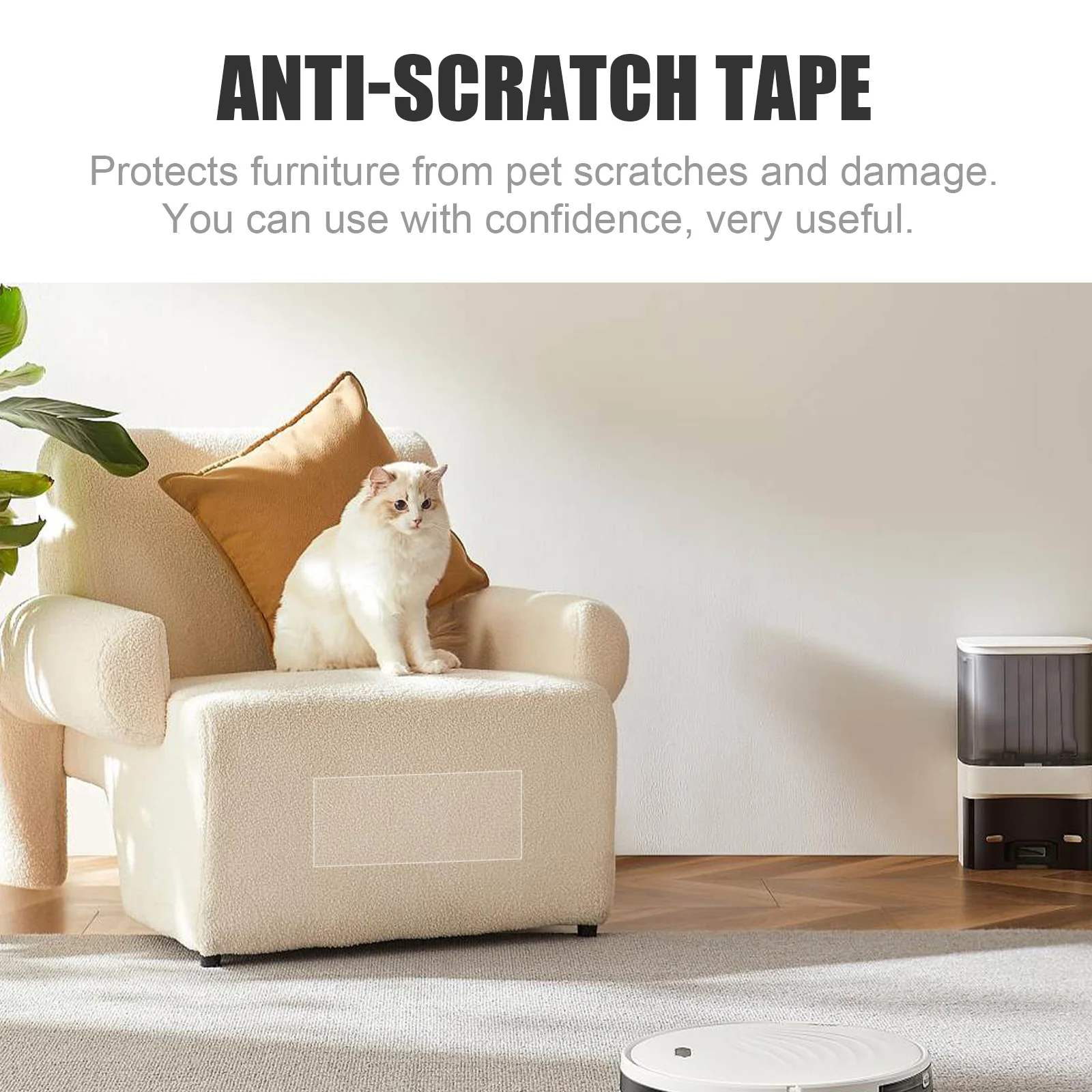 

1 Roll Anti Scratch Furniture Tape For Cats Dogs Transparent Durable Adhesive Sticker Home Sofa Protector Double Sided Heavy