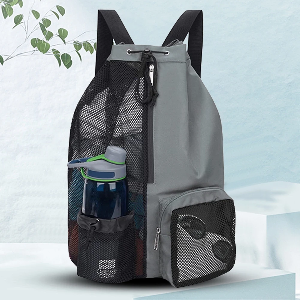 

Shoulder Soccer Ball Backpacks Drawstring Soccer Carrying Bag with Wet Pockets Thickened Mesh Comfortable for Outdoor Sports