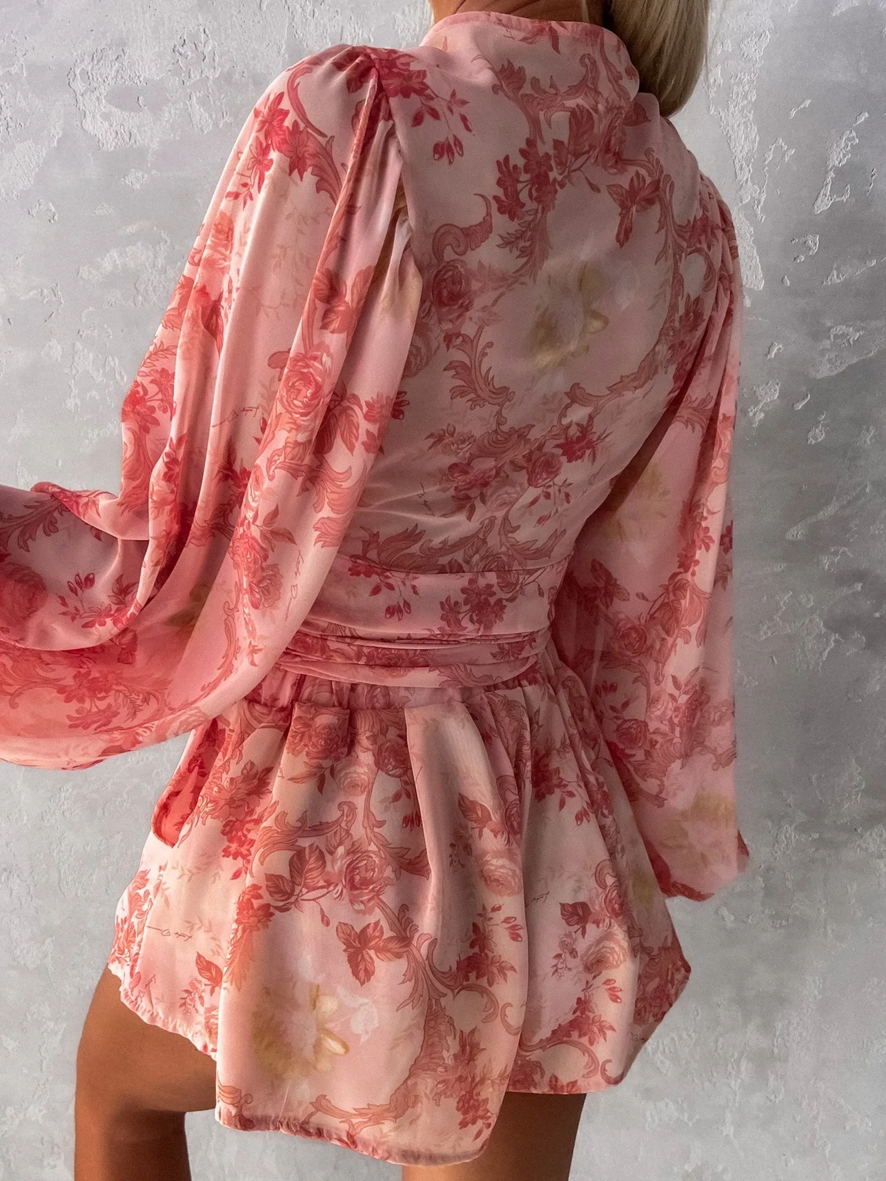 Combinaison imprimée Sexy, décolleté en v profond, Style vacances décontracté, vêtements pour femmes, mode manches chauve-souris, lacets, taille élastique, short