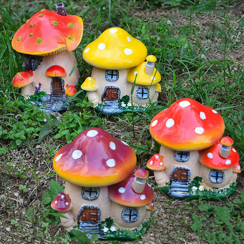 Small Resin Mushroom Ornaments, Moss Micro-landscape Decorations, Bonsai Sculpture, Handicraft Gift, Garden Balcony Decoration