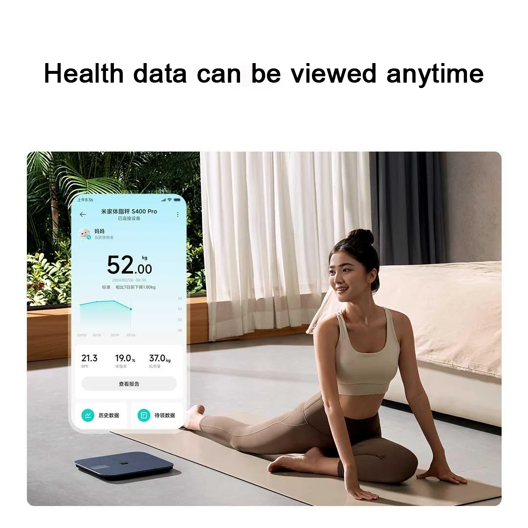 Mijia Body Fat Scale S400 Pro 3.5-inch TFT Color Screen Bluetooth 5.1 Smart Home Body Composition Scale Work with Mi Home APP