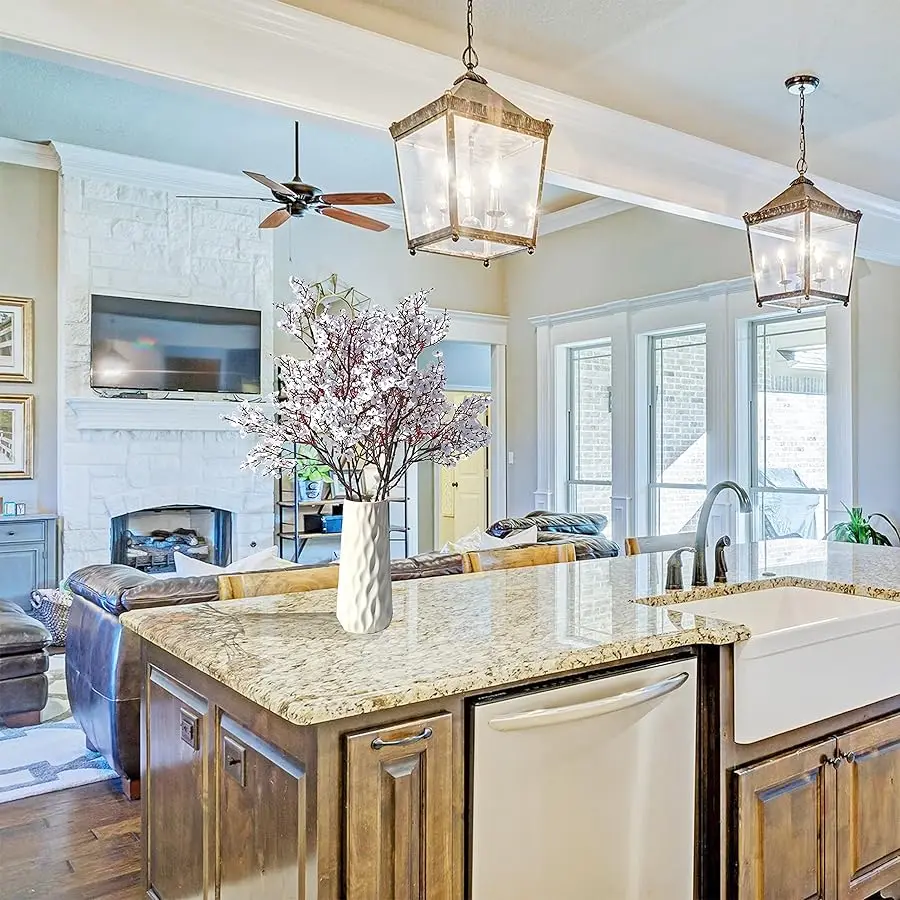 흰색 인조 안개꽃 6개 묶음, 구부릴 수 있는 줄기가 있는 실크 안개꽃, 가을 센터피스 웨딩 장식 및 테이블 장식용