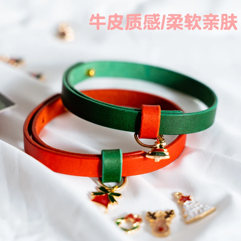 Cat Collar Adjustable Leather Brand Lettering Necklace Customized Lossless Proof Gift For New Year Christmas Gift