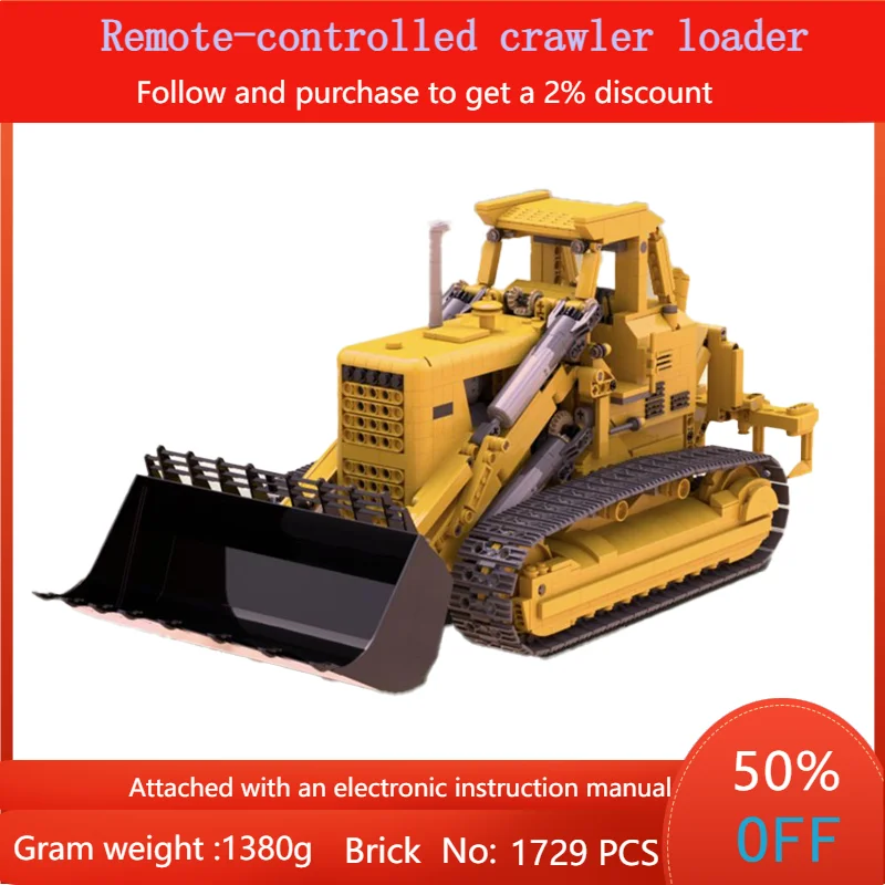1729 шт. MOC-модель строительного блока, радиоуправляемый гусеничный погрузчик, строительная инженерная игрушка, подарок для мальчиков и взрослых, Рождество
