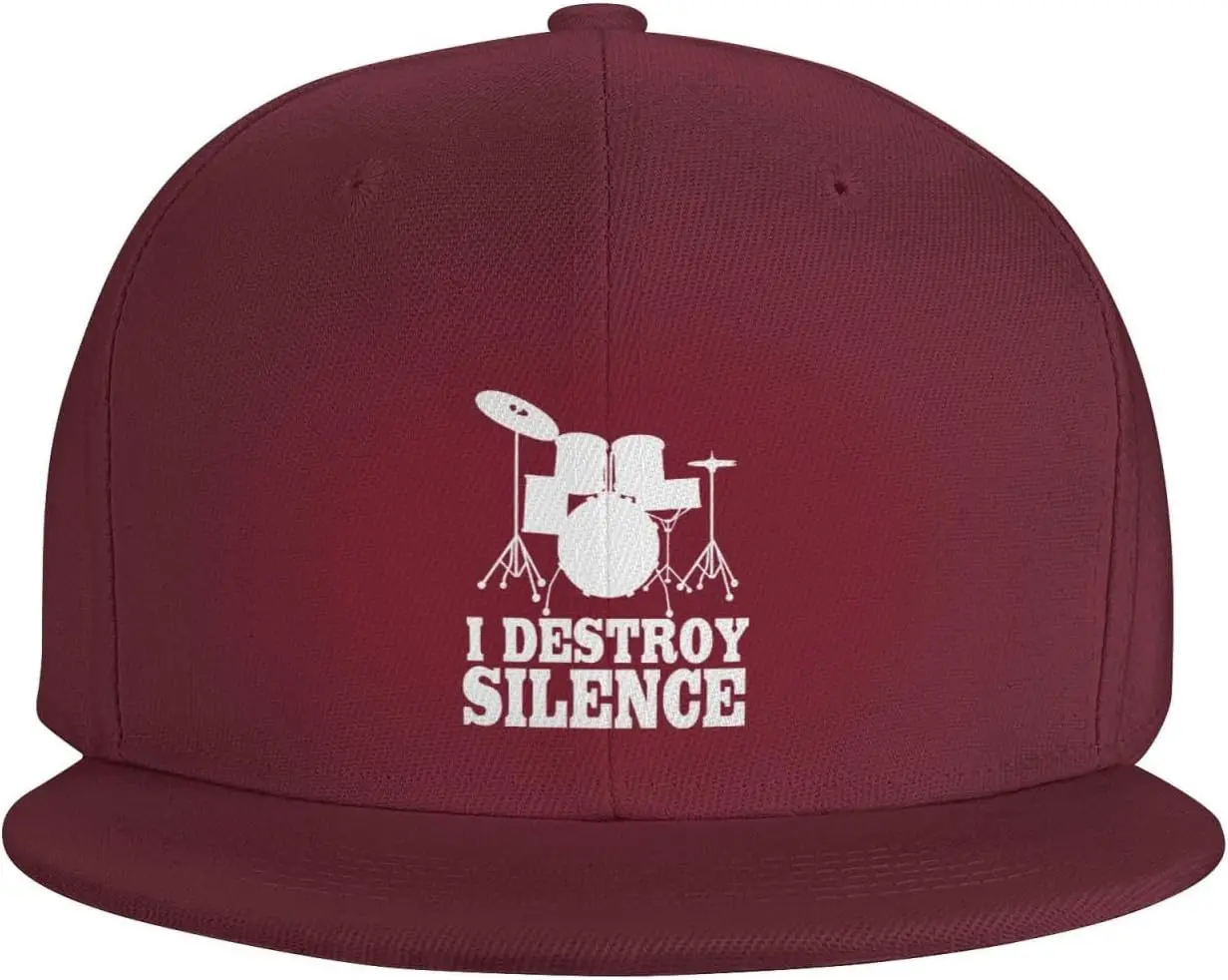 I Destroy Silence Snapback Hat Adjustable for Men Women Baseball Hat with Flat Brim Black