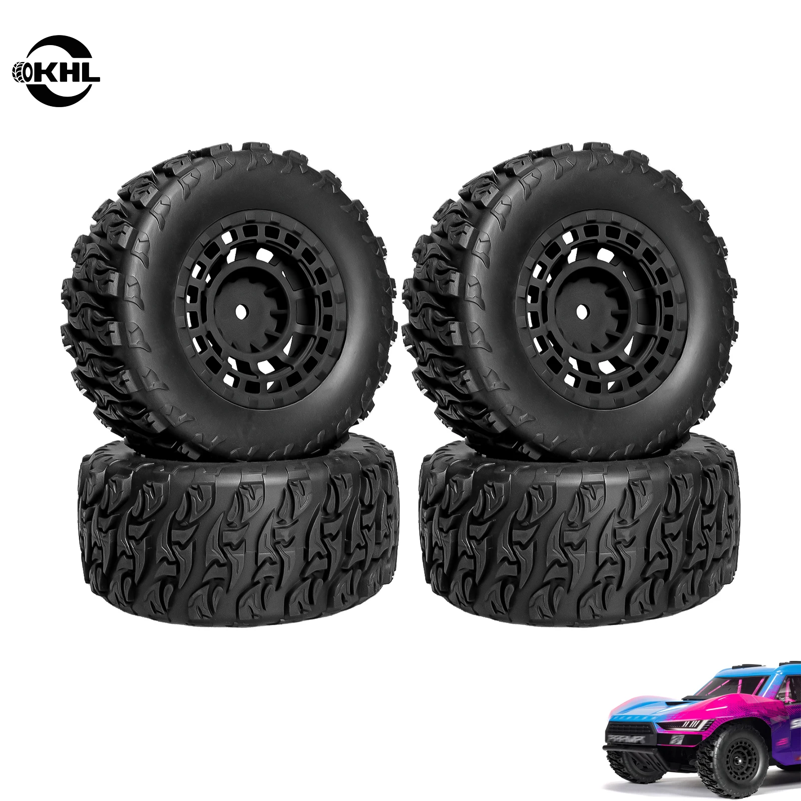 OKHL 110x47mm Short Course Truck Tires 12mm Hex High Grip Rubber with Foam Inserts for Slash Senton 1/10 SCT 2 Tread 8 Colors