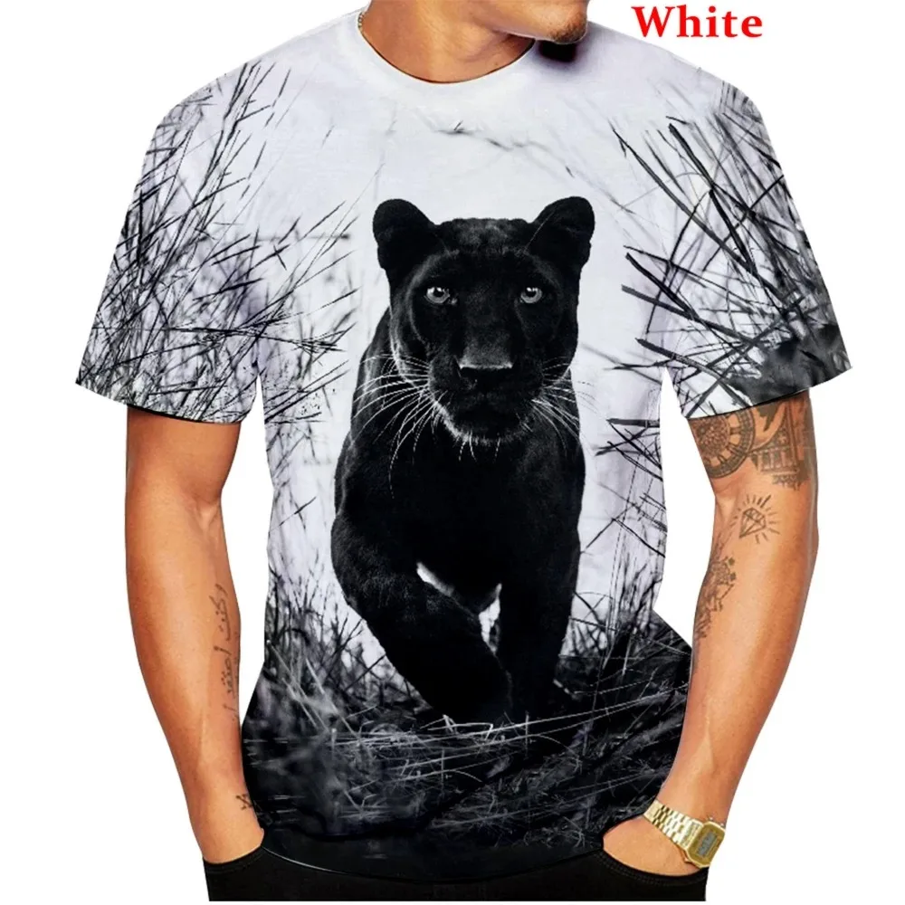 New Summer Black Panther Print 3D T-Shirt Men Women Animal Short Sleeve Casual Shirts O Neck Pullover