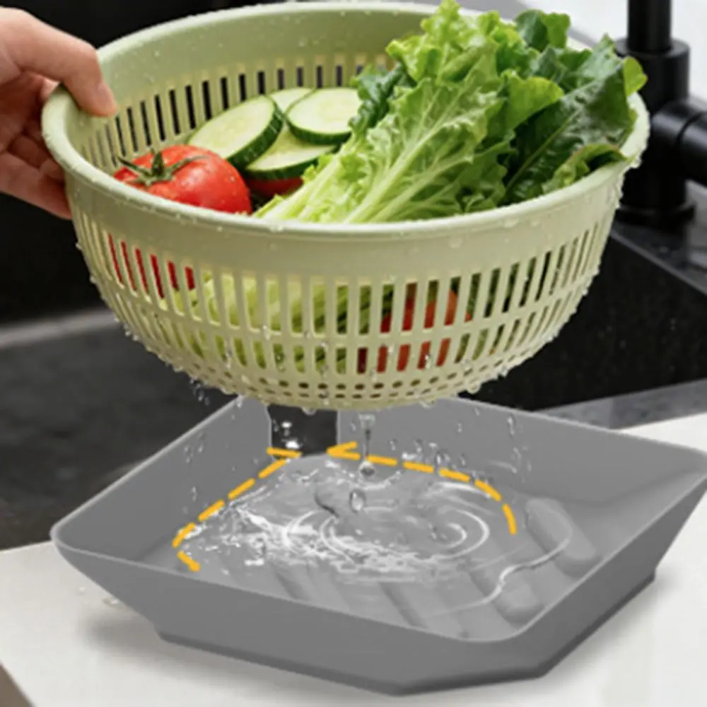 

Versatile Silicone Dish Drain Pad Square Non-Slip Sink Sponge Holder with Spout Heat Resistant Bath Draining Tray Home