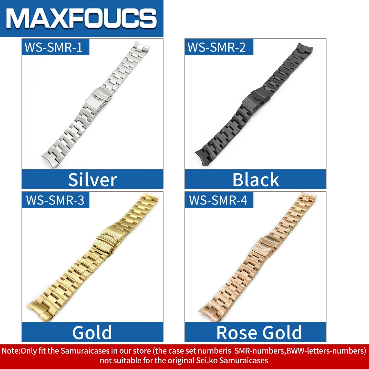 Samurai Stahlarmband MOD Passend für SKX Uhrengehäuse Gebürstetes Armband Doppelverschluss mit Druckknopf Uhrenteile Reparaturzubehör – Detail 2