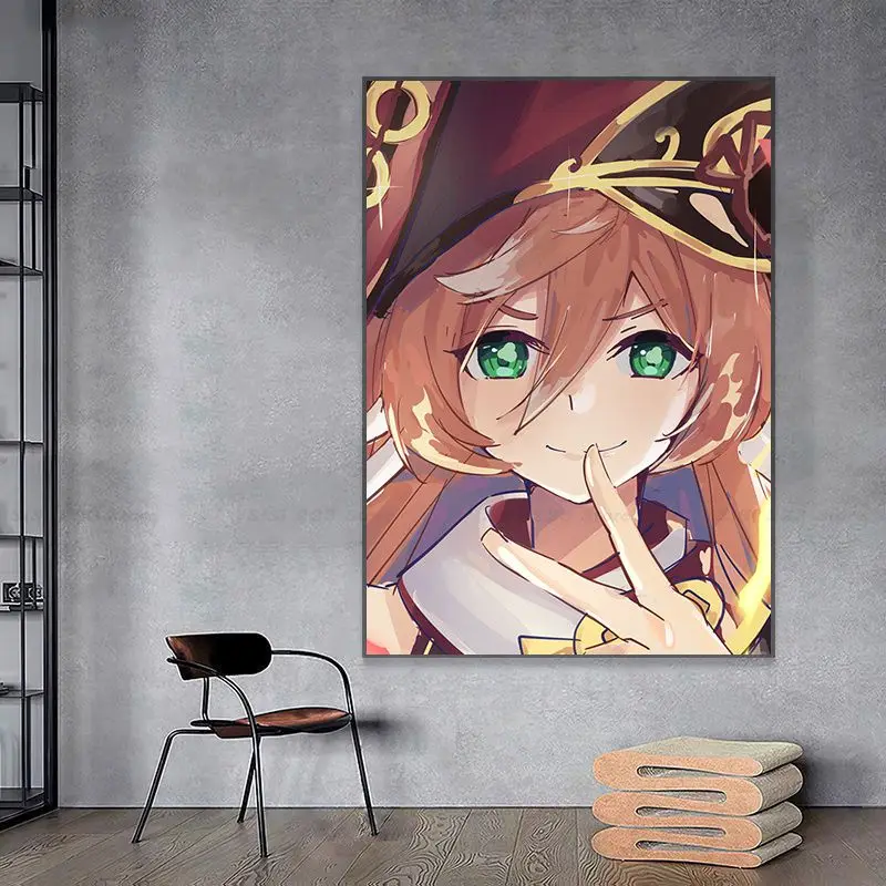 Anime Genshin Impact Yanfei Classic Anime Poster Whitepaper Sticker DIY Room Bar Cafe Room Wall Decor