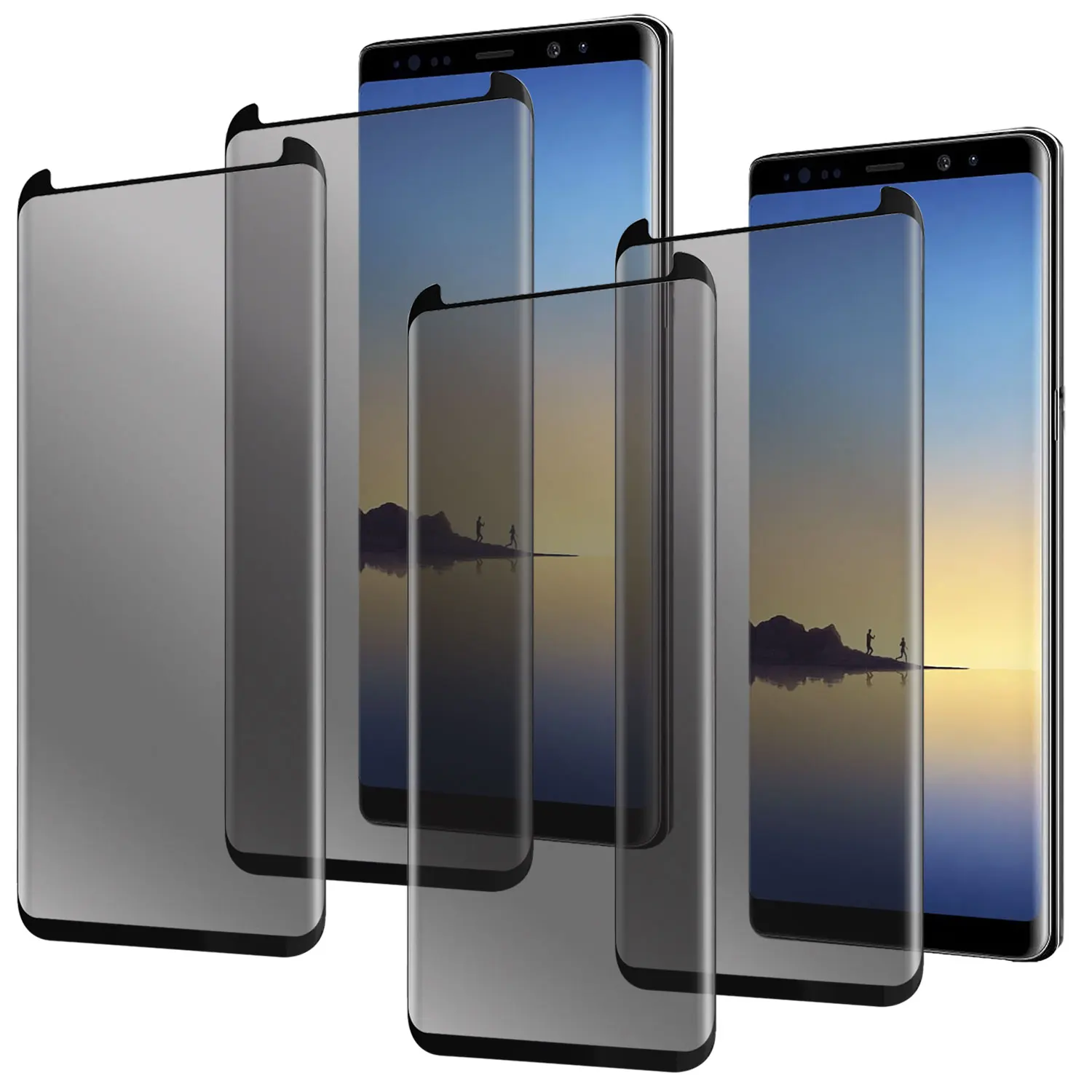 4-Pack For Samsung Galaxy Note 8 Case Friendly Anti Spy Privacy Tempered Glass Screen Protectors