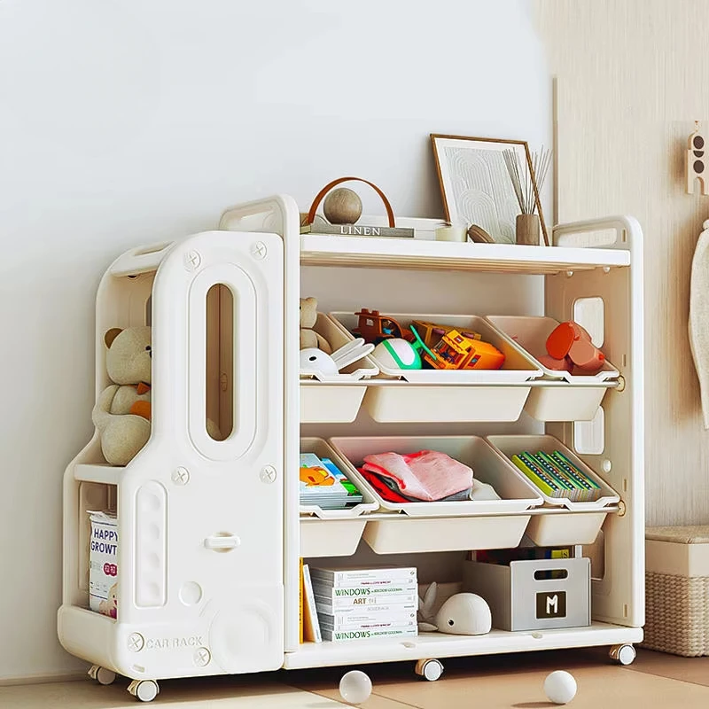 Household Floor Reading Picture Book Shelf Toy Storage Removable Bookcase Car Storage Box Plastic Kids Bookshelf Oyuncak Dolab
