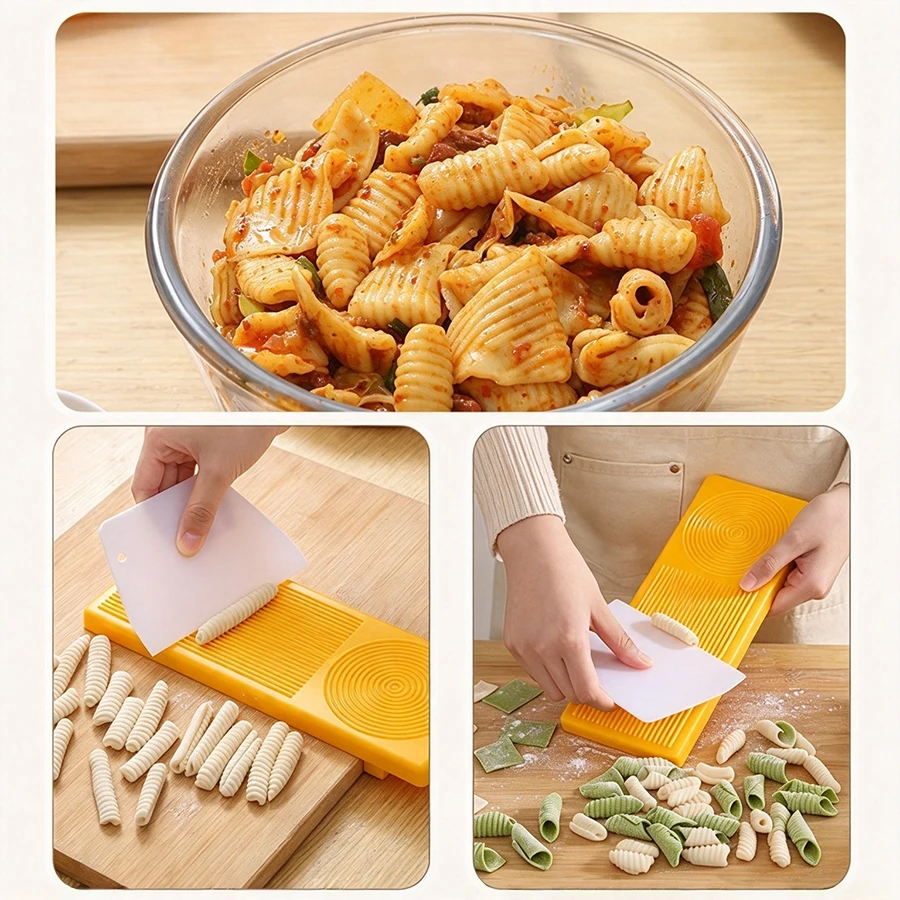 Multifunktionales Nudelset mit Nudelroller, Nudelschneider und Planchette-Form für Spaghetti, Makkaroni und andere Nudelarten – Küchenhelfer – Detail 2