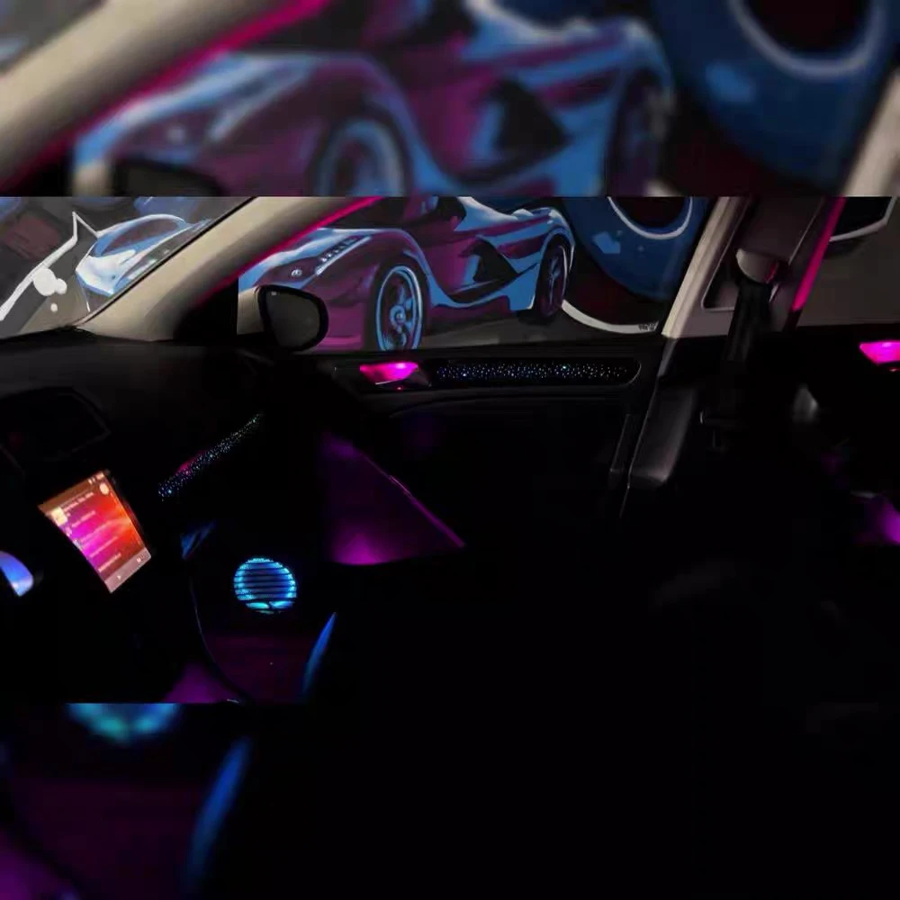 ترقية الإضاءة الداخلية للسيارة LED الضوء المحيط لشركة فولكس فاجن جولف 6 Gti MK6 2008-2013 APP التحكم السيارات التصميم ملحق الغلاف الجوي #2