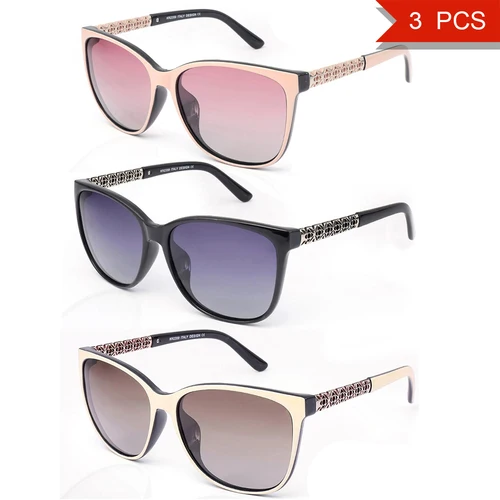 Gafas de sol polarizadas TR con montura de memoria para mujer, lentes de sol polarizadas a la moda, 3 uds., únicas diseñadas para proteger contra los rayos UV 40