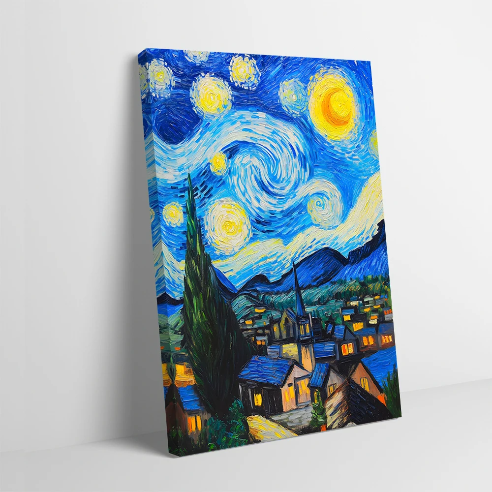 Starry Night Painting Poster Customizable Printed Canvas Painting for Pictures Wall Art Interior Accessories Home Decor Items