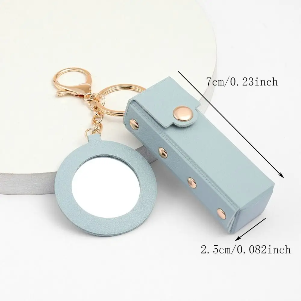 with Mirror Lipstick Bag Makeup Bag Pu Leather Mini Cosmetic Bag Lipstick Storage Bag Lipstick Storage Box Key Chain Travel